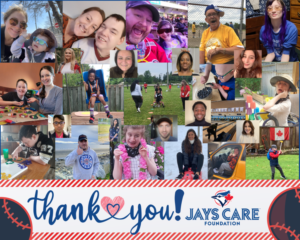collage of faces and a thank you to Jays Care Foundation