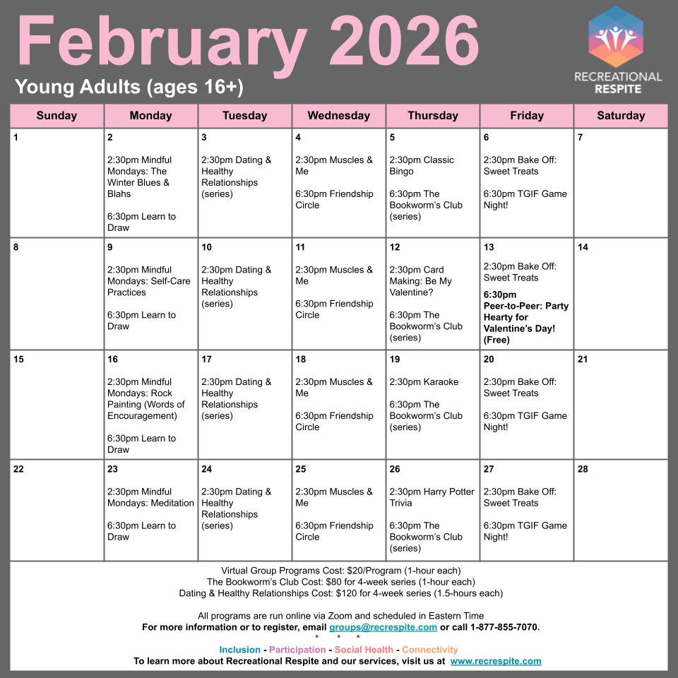 February 2026 - Virtual Group Program Calendar